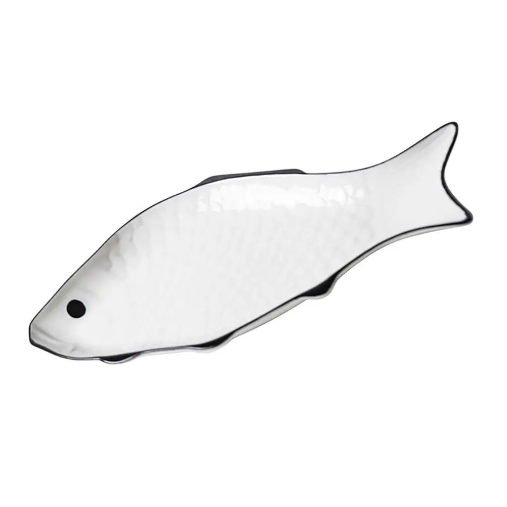 Ceramic Fish Shaped Steaming Plate for Microwave Oven Heat Resistant Food Grade Safe Dishwasher Friendly Kitchen Tableware