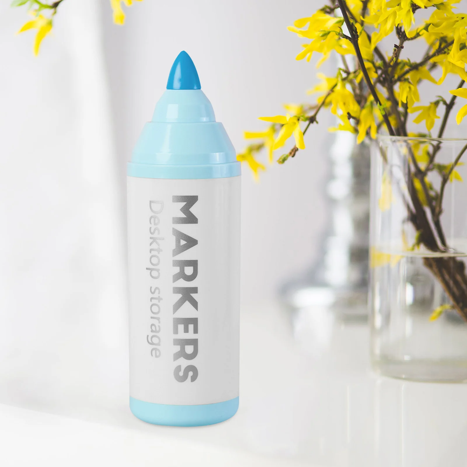 Desktop Pull-Out Pencil Holder Large Capacity Pen Cup Lid Makeup Brush Holder Stationery Organizer Classroom Office Essentials