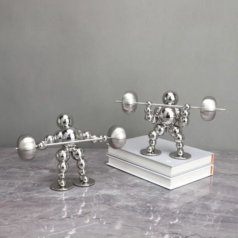Smoke-gray metal weightlifter small model house study living room dining room home accessories ornaments