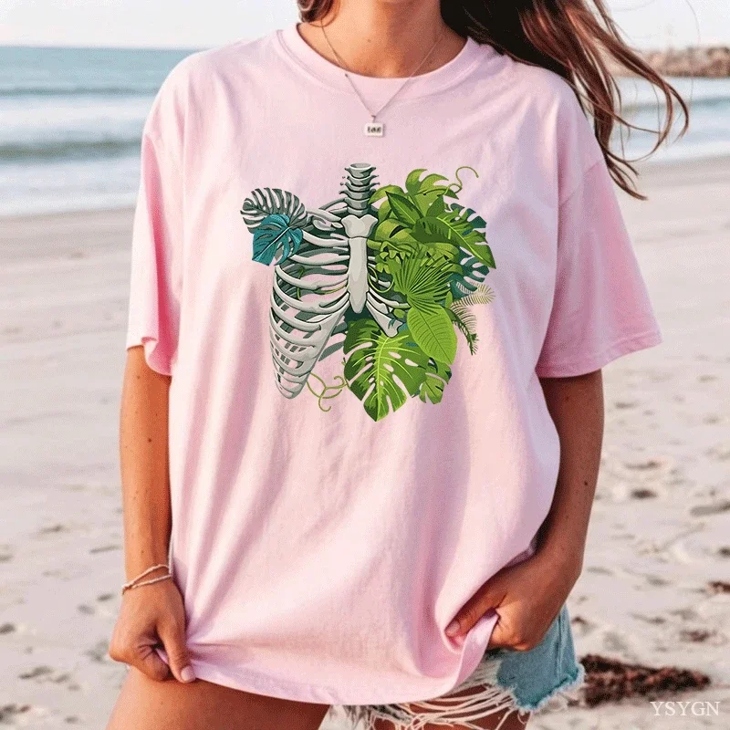 Skeleton Plant Body T-shirt Women Men Funny Plant Lover T Shirt Plant Mom Tee Funny Graphic T Shirts Cotton Short Sleeve Clothes
