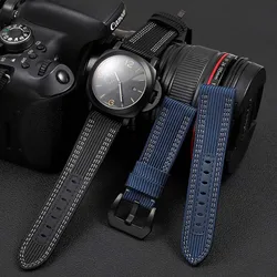 High Quality Watchband For Panerai PAM441 PAM111 PAM00984 PAM00985 wristband Canvas straps 22mm 24mm 26mm black blue BAND