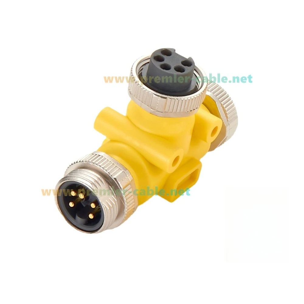 3 Way 7/8" 5 Pole Male to Female Tee Splitter IP67 Mini-Change Circular Connector Backbone Trunk Adapter for DeviceNet Canopen