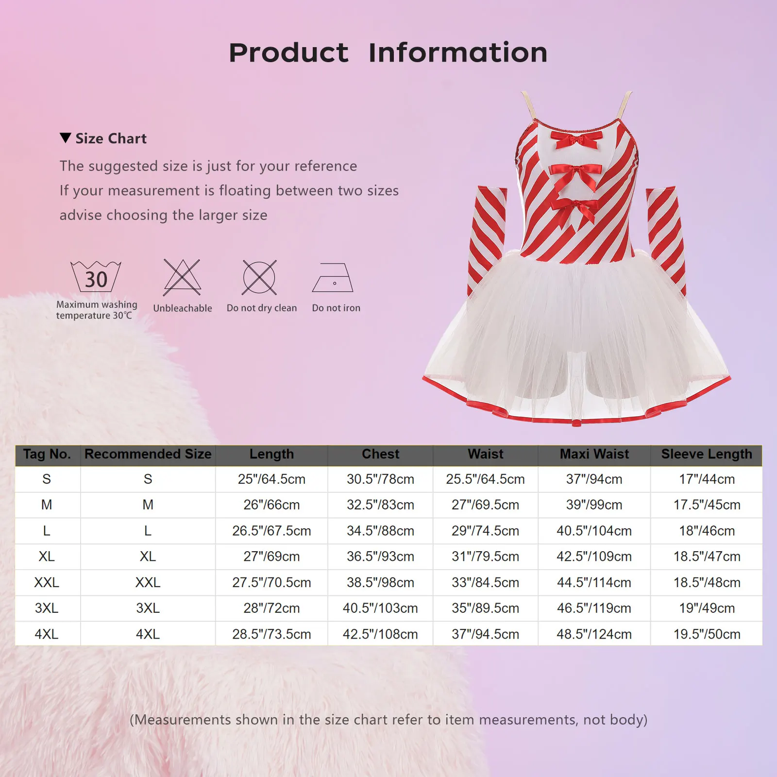 Womens Christmas Candy Cane Cosplay Costume Ballet Dance Skating Tulle Tutu Dress with Gloves Xmas Party Santa Claus Outfits