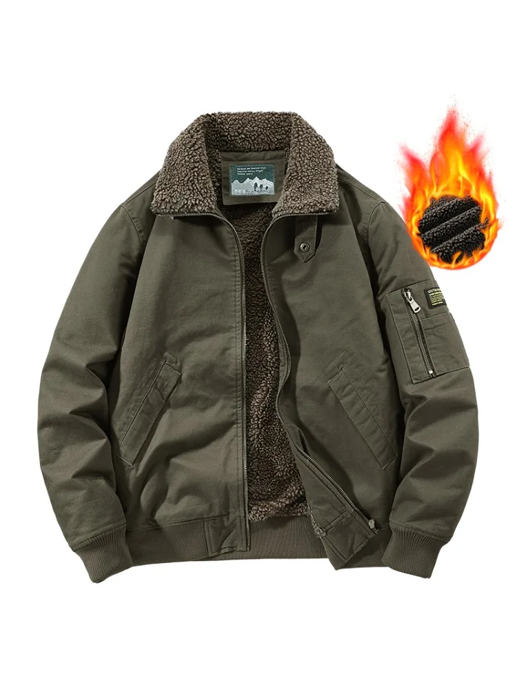 

Men Autumn Winter Fashion Casual Male Coat Thickened Warm Windbreaker Retro Men's Cotton Jacket Autumn Winter