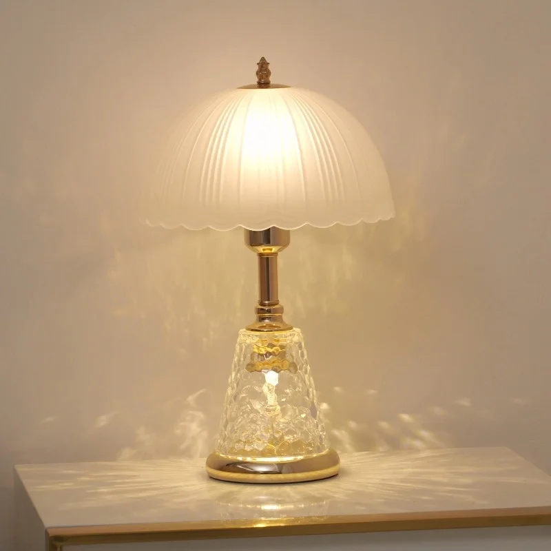 

New High-End Crystal Glass Light Luxury Home Bedroom European Bedside Table Remote Dimmable Lamp