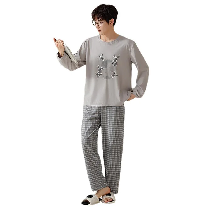 High Quality Men Pajamas Suit Autumn Pure 100%Cotton Long Sleeve Large Size Comfortable Homewear Set Male Nightwear Pyjamas