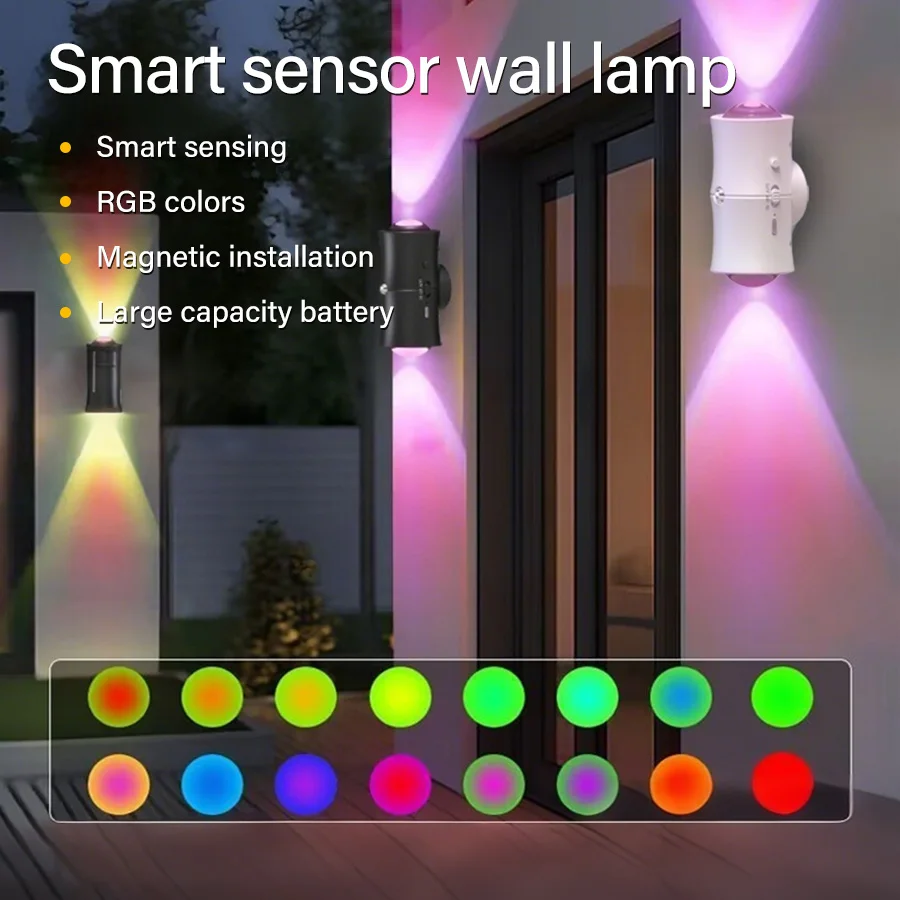 LED Spotlights Charging Atmosphere Colorful Indoor Wall Lights Magnetic Suction Headboard Human Body Sensing Night Lights
