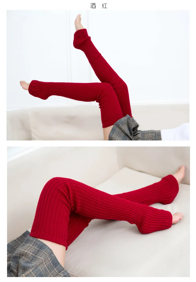 80cm Lila Herbst Und Winter Neue Yoga Socken Gleitschutz Dance Pile Wolle Strickte Weibliche Beinlinge Warme Wachen – Detail 13