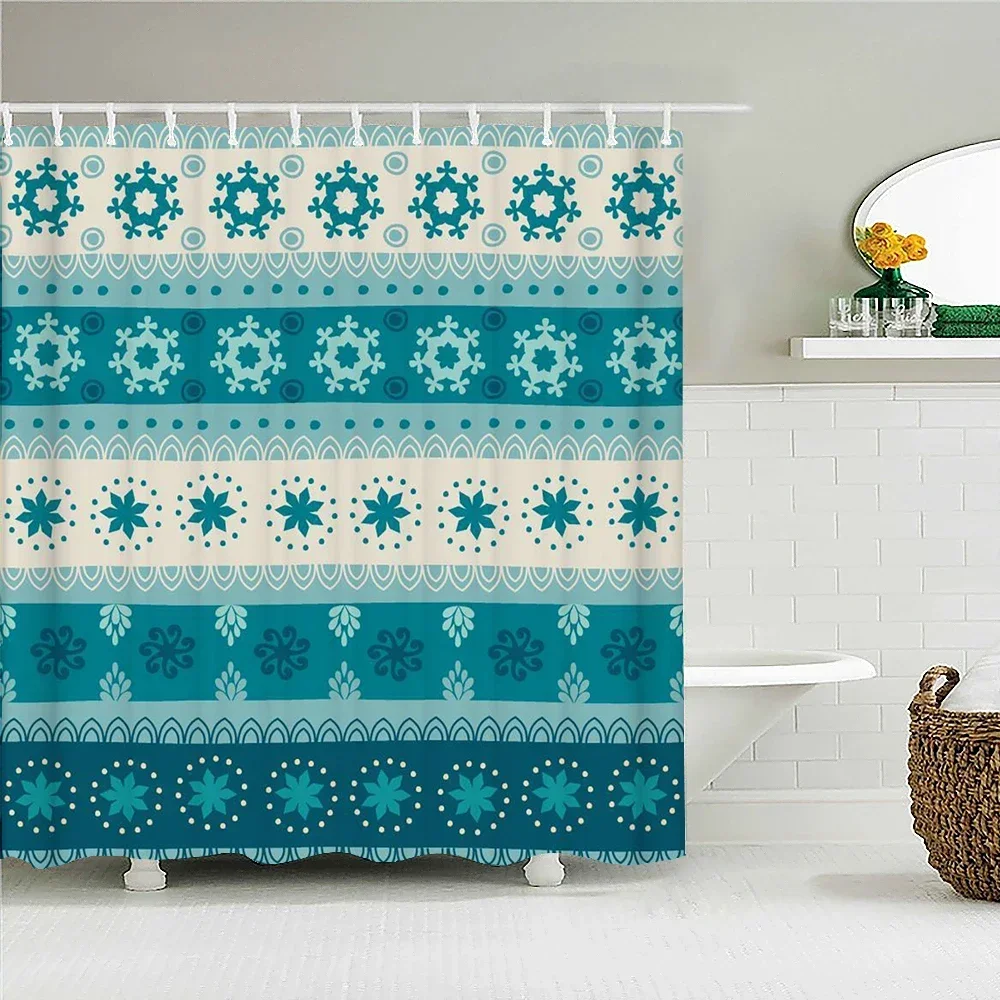 Geometric pattern Printed Shower Curtains Frabic Waterproof Polyester Multi-size Bohemian Bath Curtain With Hooks 180x180cm