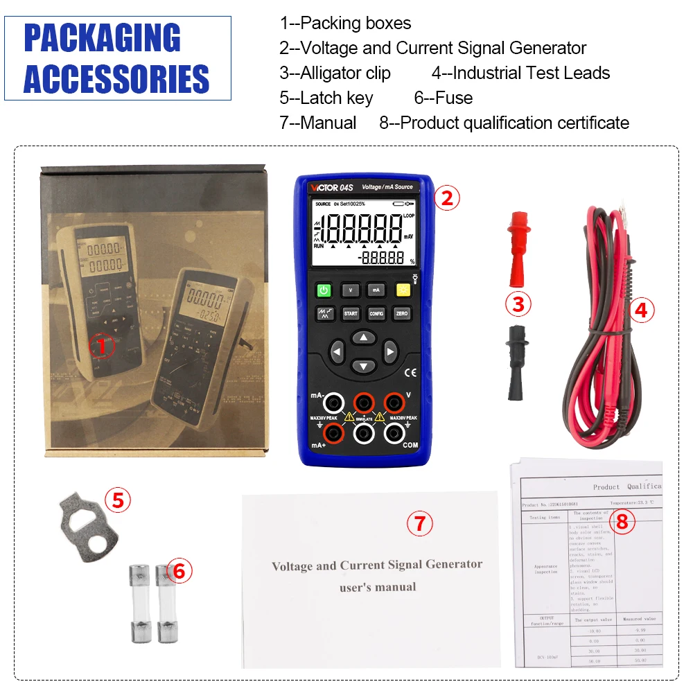 VICTOR 04S 24V Power Supply Voltage and Current Source Calibrator 4~20mA Simulate Signal Generator Output Calibrator view 6