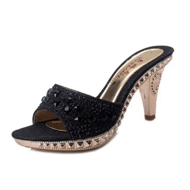 

Summer new rhinestone minimalist slippers Women's Shoes