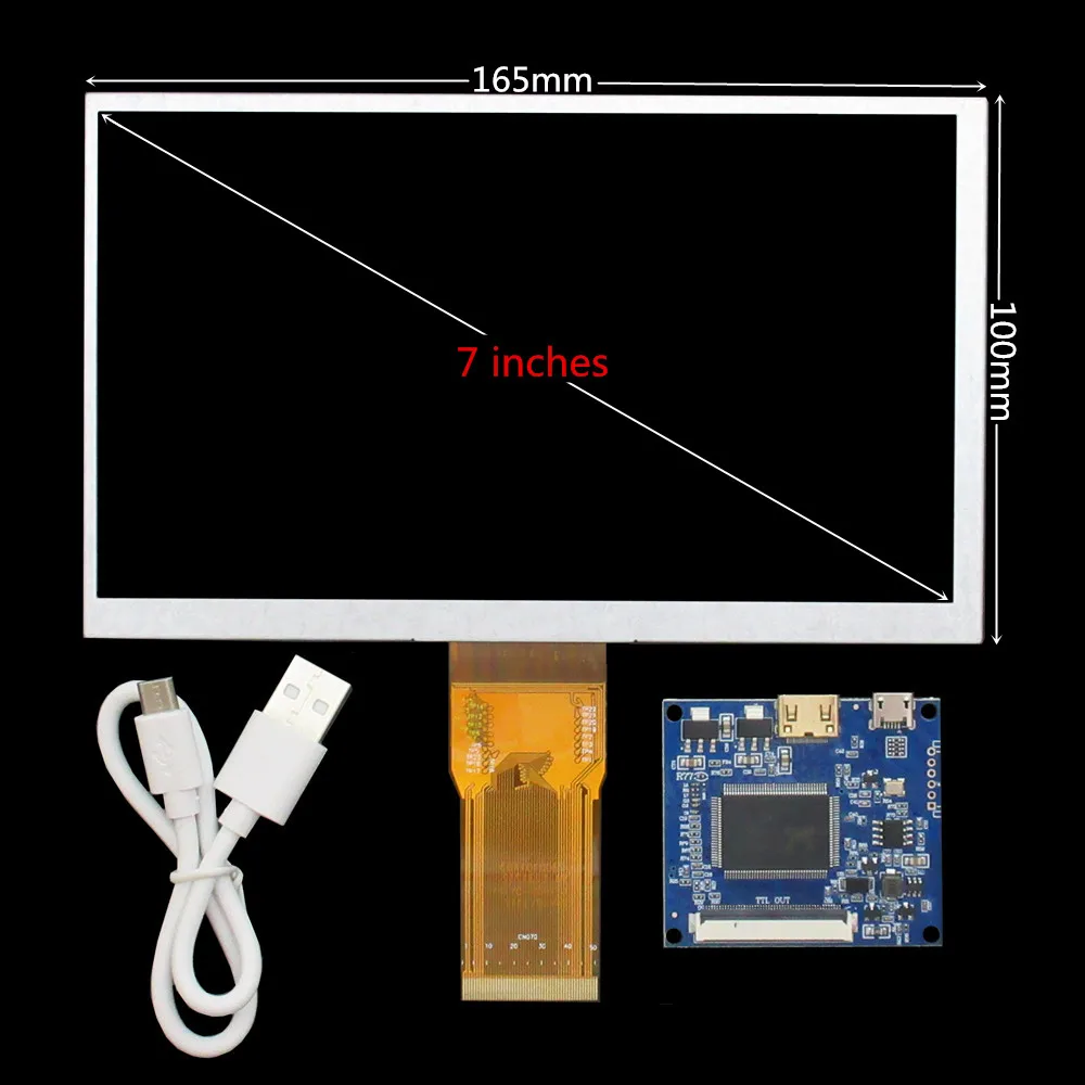 7 Inch 1024x600 Portable DIY LCD Display Screen with Mini-HDMI Driver Board – Secondary Monitor for PC, Raspberry/Orange Pi
