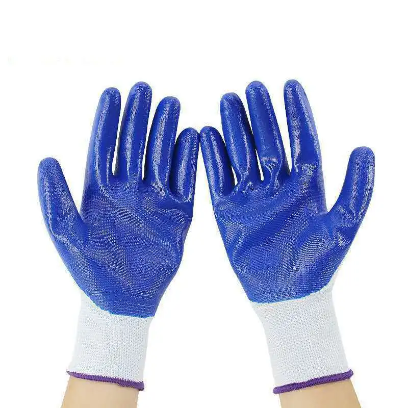 

Gloves for Salvage Men Adults Working Gloves Cotton/Poly With Blue Latex Rubber Palm Coated Workers Gloves Large Gardening Glove