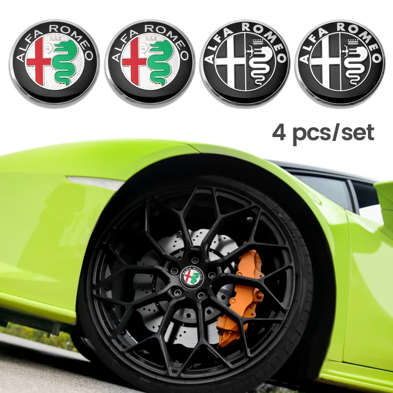 4Pcs 56mm Car Wheel Center Hub Caps Stickers Emblem Decal For Alfa Romeo Giulia Stelvio MiTo Giulietta Tonale ALFA 4C 156 159 GT