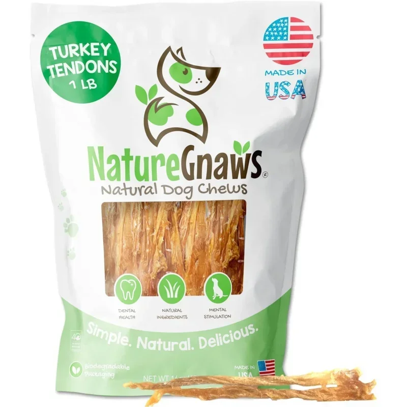 Turkey Tendons for Dogs - Premium Natural Chew Treats - Delicious Reward Snack for Small Medium & Large Dogs - Made in Th - 1 lb