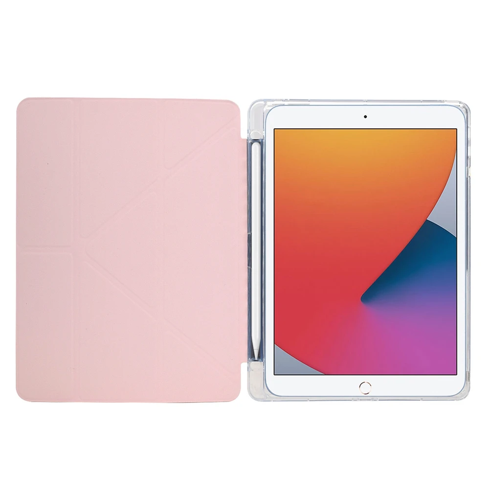 Tablet Case For iPad 10.2 (2020)  /  (2019)  /  Air 10.5 inch (2019) Y-Fold Stand Glitter Leather TPU Acrylic Clear Cover - Rose