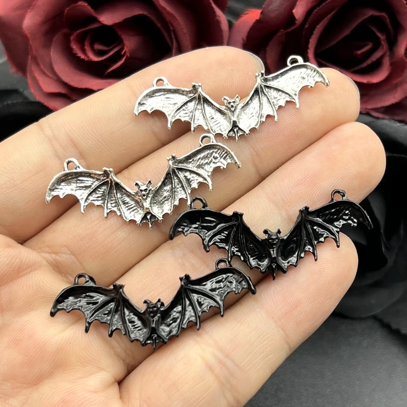 6pcs 42*18mm Gothic Vintage Bat Charms Halloween Pendant Designer Charms Fit Jewelry Making DIY Jewelry Findings