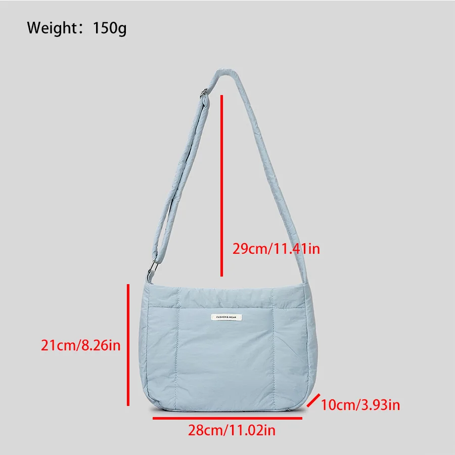 Casual Nylon Crossbody Bags Padded Women Shoulder Bags Light Weight Quilted Messenger Bag Simple Small Female Purses 2023