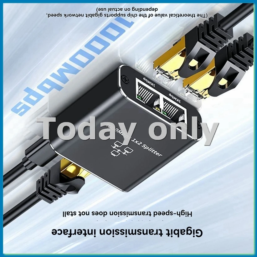 1 in 2 Out Gigabit Ethernet Splitter 1000Mbps High Speed RJ45 Network Extension Cable Connector Cat5/5e/6/7/8 Splitte-A86Z