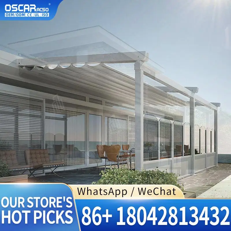 

Outdoor Heavy Duty Aluminum Folding Retractable Awning for Patio Garden Balcony Retractable Canopy Pergola
