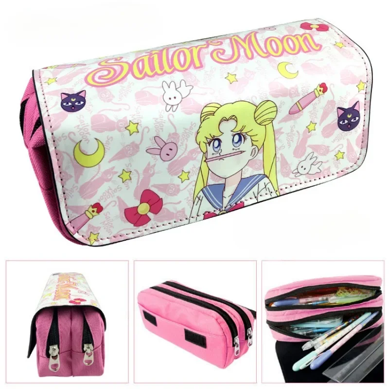 Anime Sailor Moon Cosplay Zipper Pencil Case Cosmetic Pouch Wallet Kawaii Purse Bag Girl School Supplies Accessories Kids Gift