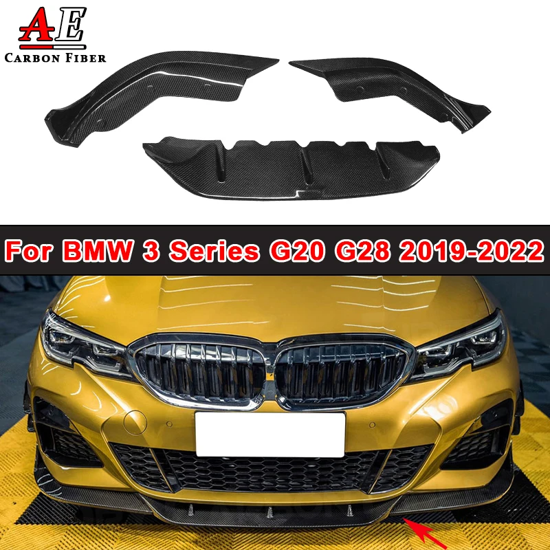 For BMW 3 Series G20 G28 325li 330li M Sports 2019-2022 Carbon Fiber Front Bumper Lip Diffuser Splitter Spoiler Body Kit