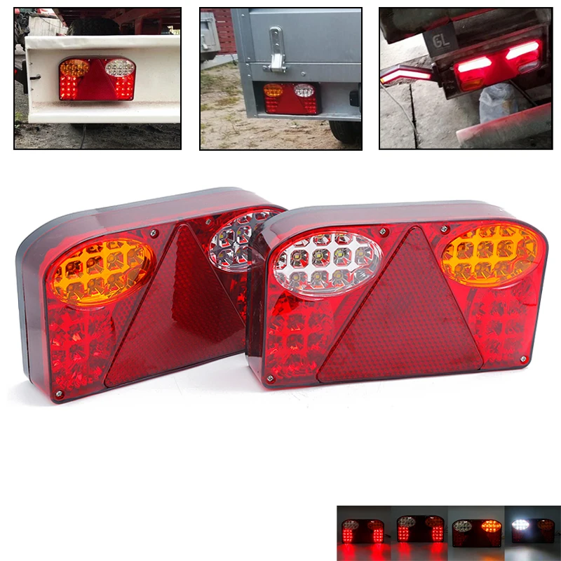2PCS Car Truck 12V LED  Tail Light Rear Brake Light Turn Signal Lamp Indicator For Van Lorry Trailer Reverse Stop Lamp Taillight