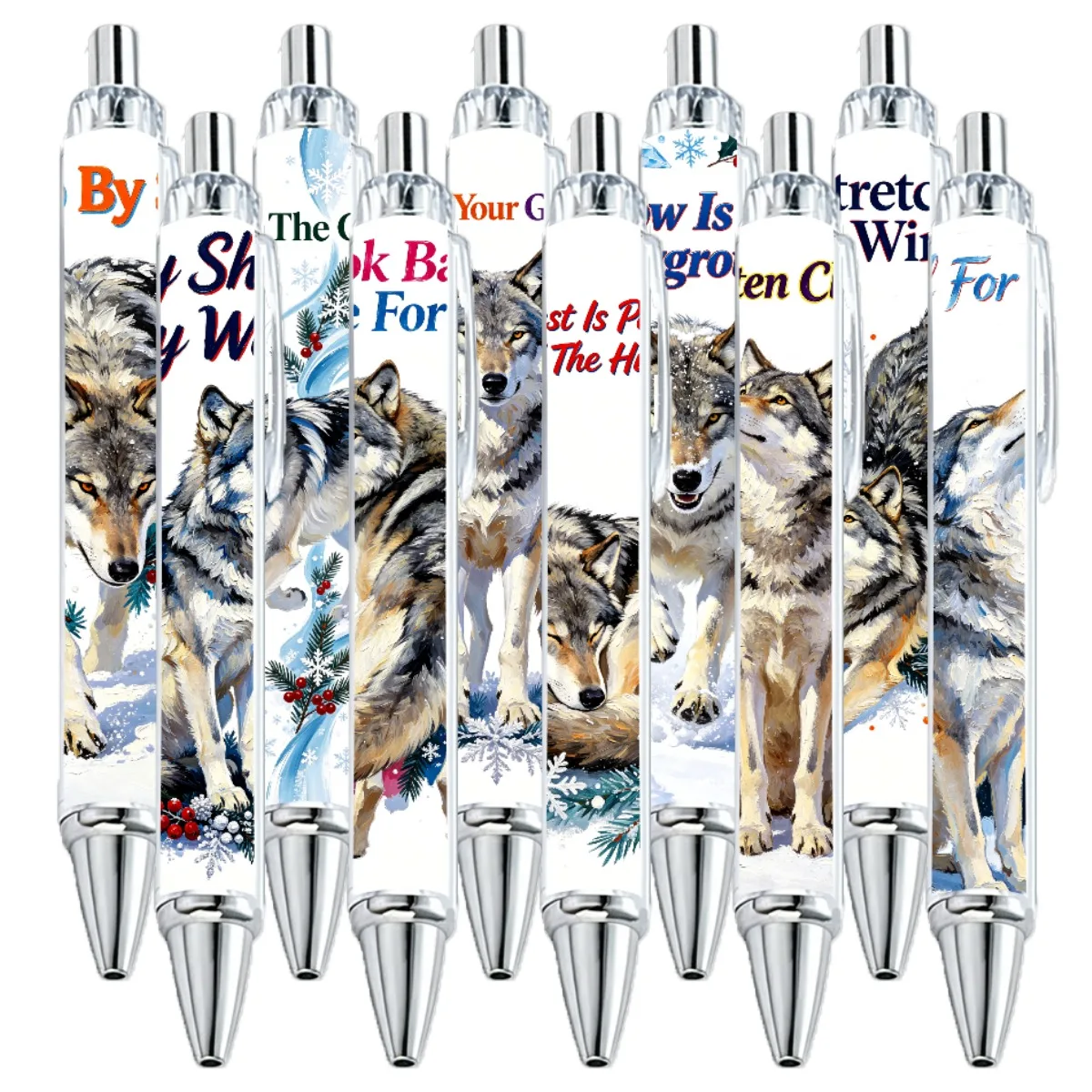 10-canetas-esferograficas-com-tema-de-lobo-cinzento-ideais-como-presente-para-as-festas