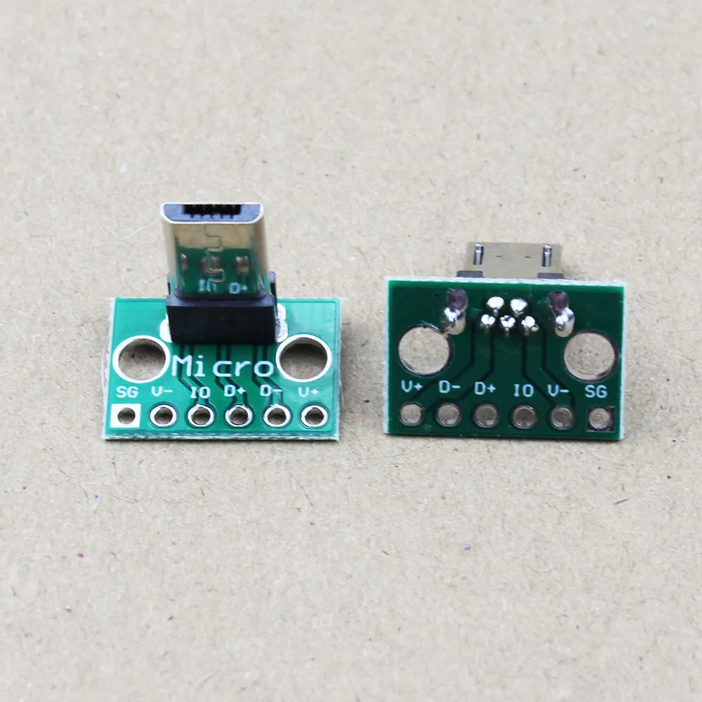 อะแดปเตอร์แปลง PCB 2.0ไมโคร USB USB แนวตั้งแบบ1Pce หัวต่อที่ยาว180องศา WP-110แนวตั้ง