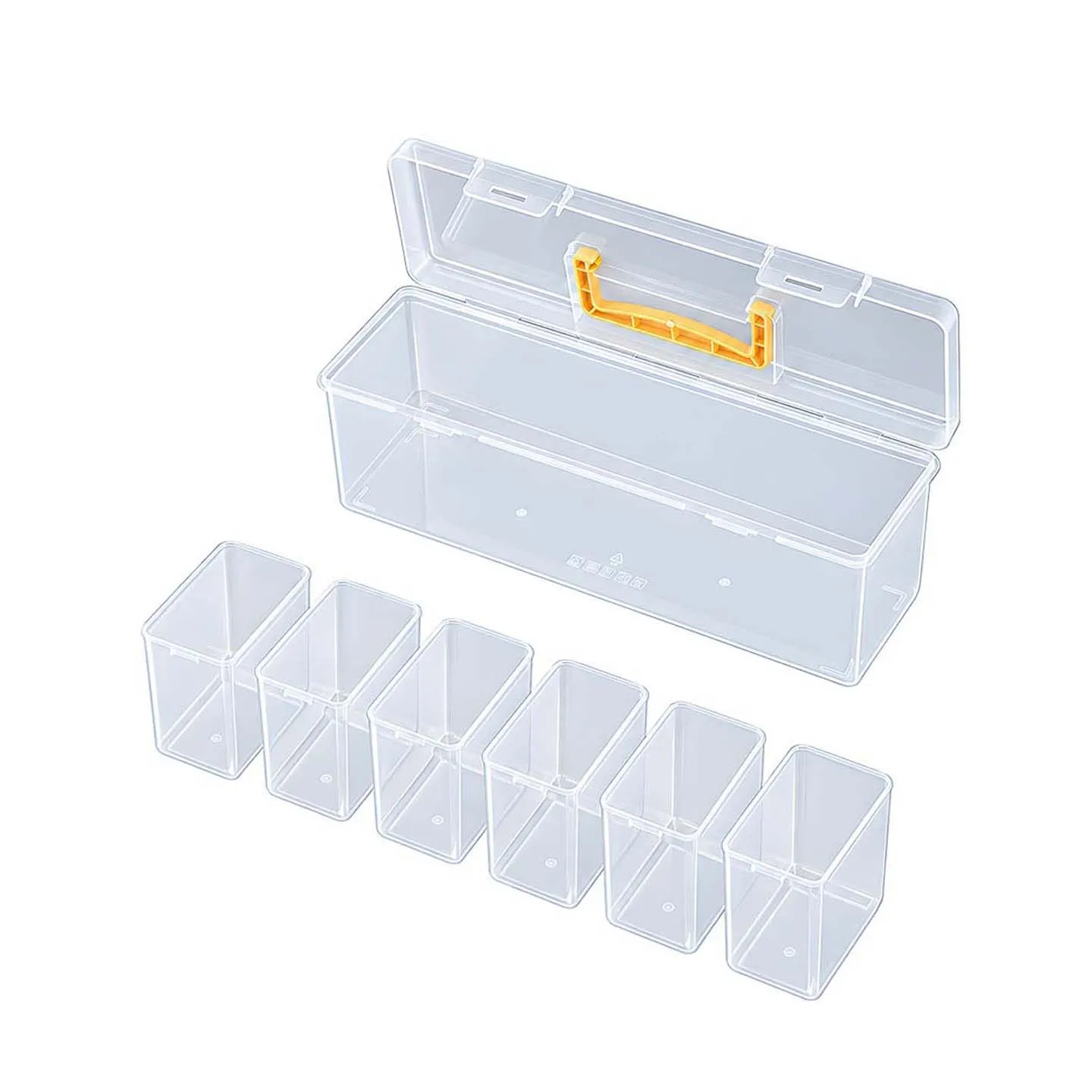 Workshop Screw Storage Box Clear PP Body with Internal Dividers and Handle 230 85 76mm Stackable Fastener Organization Tool