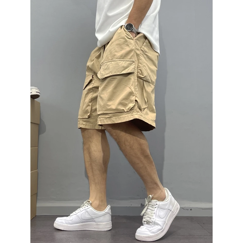 

Мужские повседневные свободные брюки прямого кроя в американском стиле, летние рабочие брюки с большими карманами, модные спортивные брюки в стиле High Street, трендовые, пятикарманные.