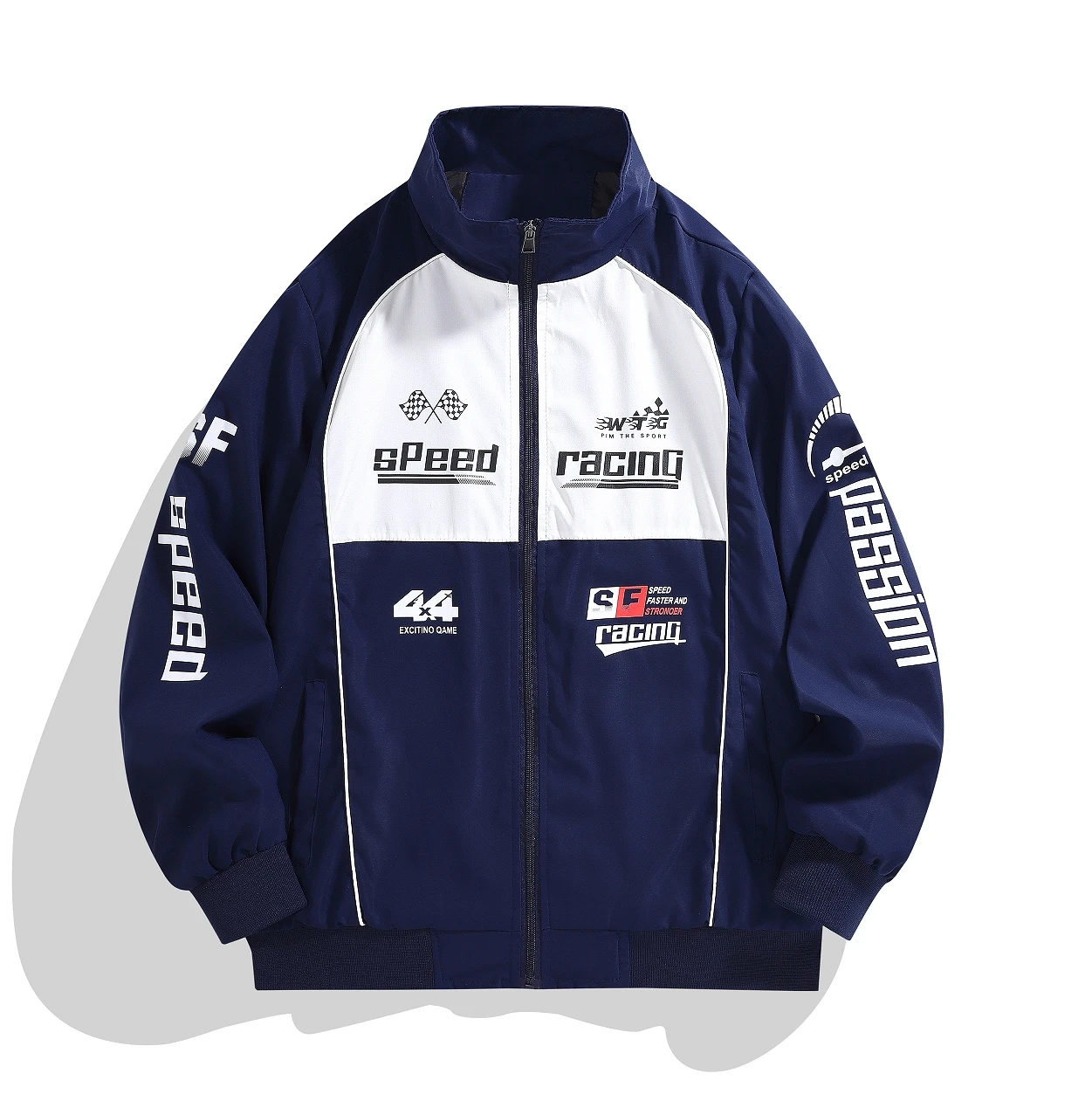 

Autumn Men's Casual Sports Bomber Jacket Streetwear Racing Suit Zipper Stand Collar Motorcycle Jacket Men Letter Print Wear Coat