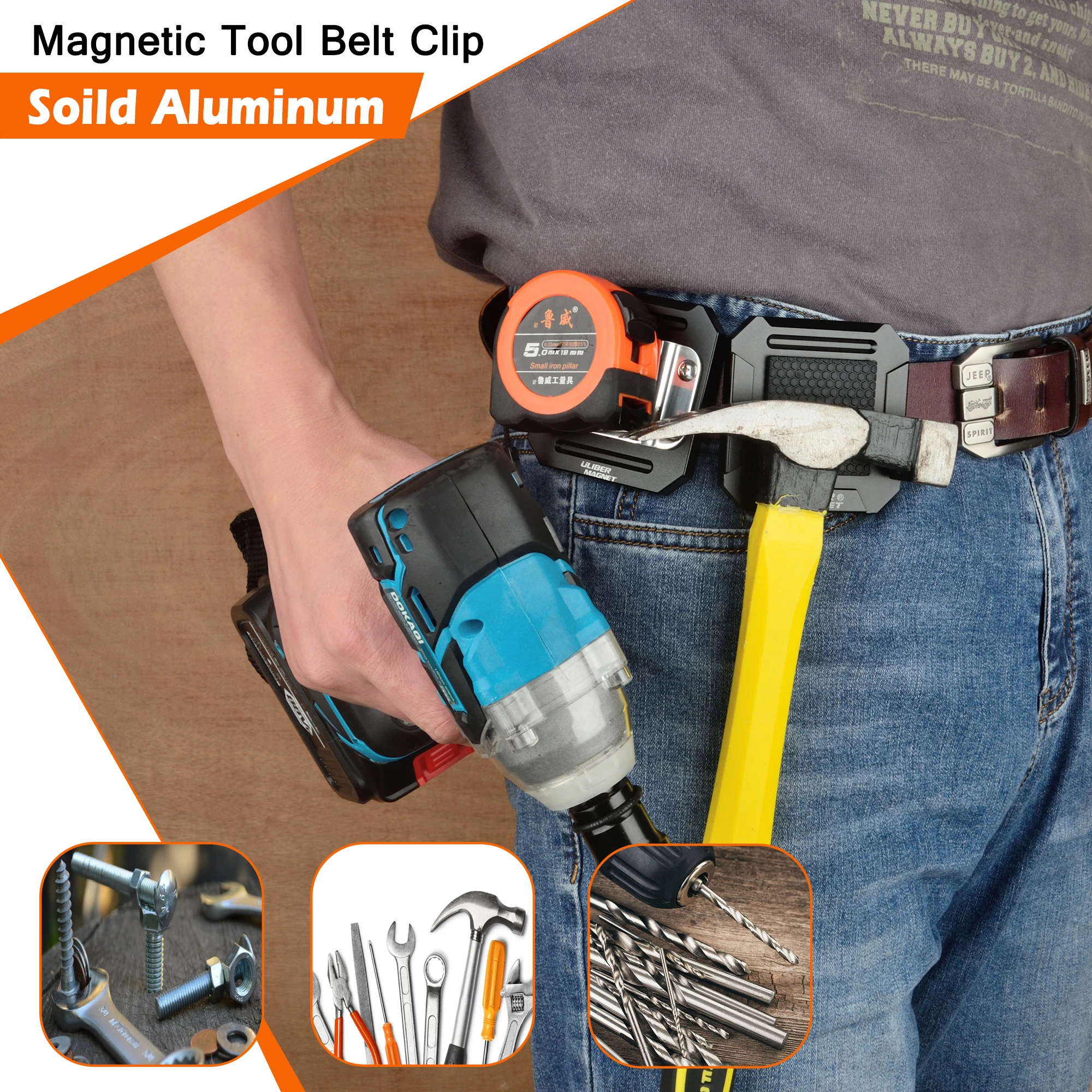 Soild Aluminum Cube Magnetic Master Tool Holster Belt Clip Tool Holster Clip-On Holder Screw Bit Wrench Hammer Pliers Nails