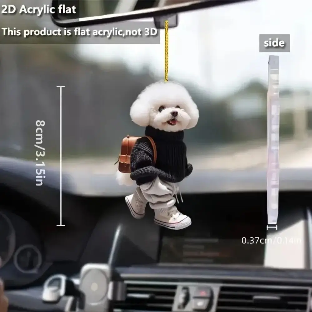 Creative Car Hanging Ornaments Rearview Mirrors Pendant Gifts for Women Men Car Decoration Accessories Cute Teddy Dog