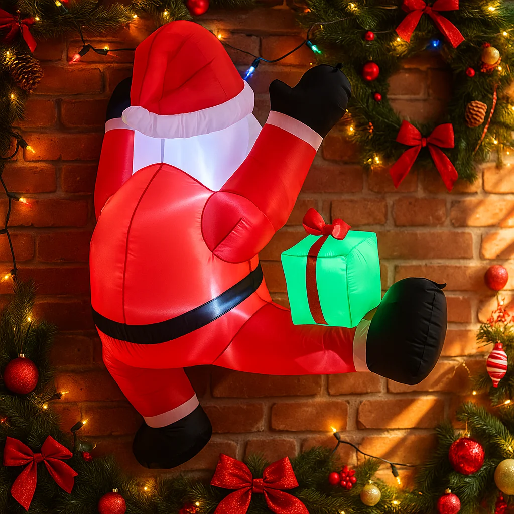1.8 متر/5.9FT نفخ سانتا كلوز تسلق مع أضواء هدية LED ديكور المنزل اللعب ساحة عيد الميلاد لوازم عطلة زينة عيد الميلاد