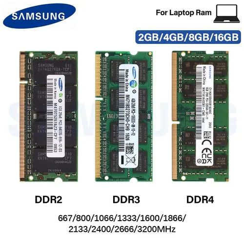 Memoria para ordenador portátil Samsung DDR2 667 800MHz DDR3 1066 1333 1600 1866MHz DDR4 2133 2400 2666 3200MHz RAM para portátil de alto rendimiento