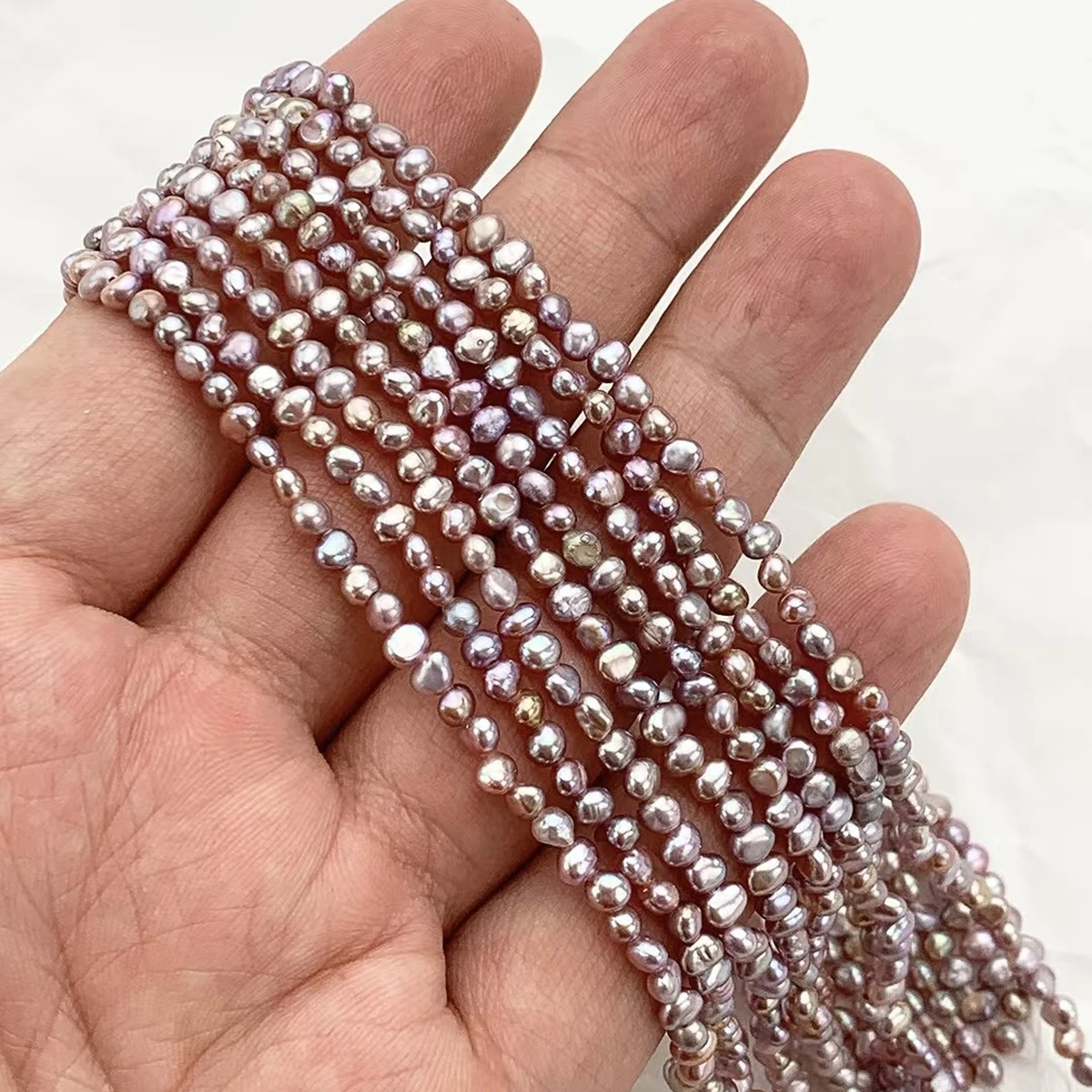 3-4mm Dynamic Texture Purple Irregular Baroque Natural Freshwater Pearl Bead Gift Jewelry Make DIY Necklace Bracelet Accessories