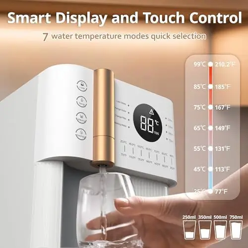 Countertop Reverse Osmosis Water Filter System Counter RO Filtration Portable Water Purifier Reduce PFAS&PFOA&PFOS