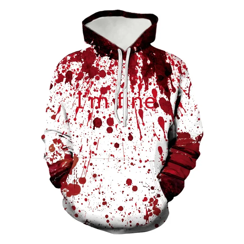 

Halloween Men's Hoodie Dripping Blood Skull 3D Print Tops Fashion Autumn Horror Festival Letter Pattern Thin Unisex Hoodie Tops