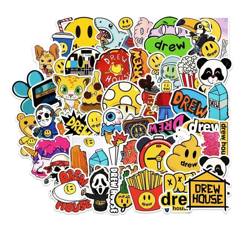 54pcs Cartoon Drew Graffiti Stickers Luggage Laptop Motorcycle Refrigerator Decoration Stickers