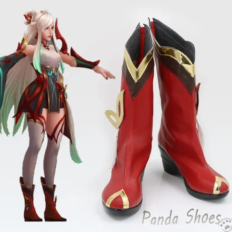 LOL Irelia Cosplay Shoes Game League of Legends Cos Red Boots Blade Dancer Irelia Cosplay Costume Prop Shoes for Con Halloween