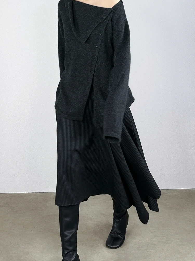 

Retro Sle Women's Knitted Sweater Soft Cozy oulder Design Slant Bule Autumn Winter Faionable Casual Pullover Top