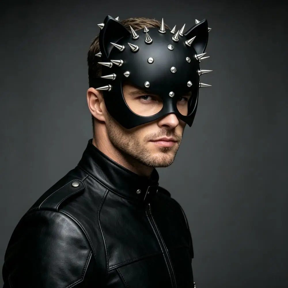 Spiky Cat Mask for Woman and Mens Dress Up Cosplay Party Halloween Mardi Gras Mask Masquerade Mask Ball Carnaval Party Prop