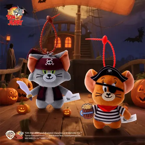 Genuine Tom And Jerry Plush Dolls Keychain Cute Cartoon Creative Plushies Womens Backpack Decoration Doll Girls Halloween Gifts