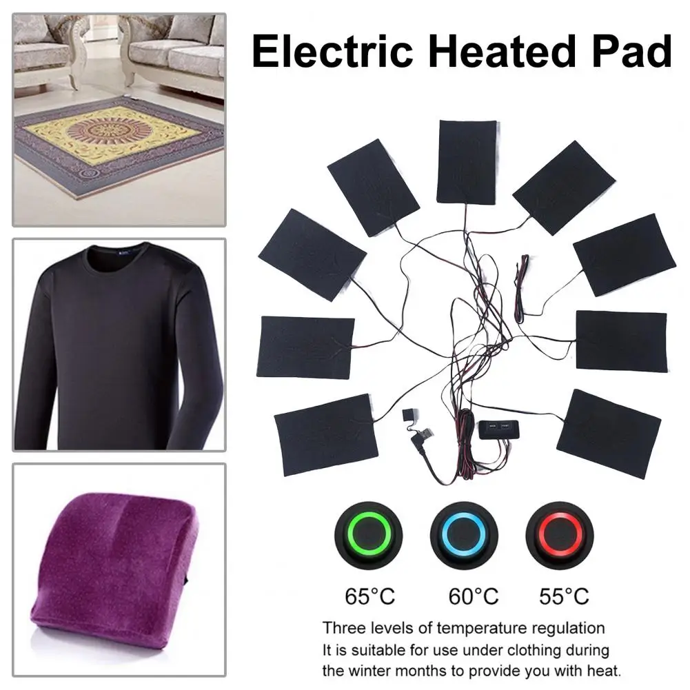 

Electric Heating Pad Convenient 9 in 1 Electric Cloth Heater Pad Waterproof Carbon Fiber Cloth Heating Pad for Outdoor