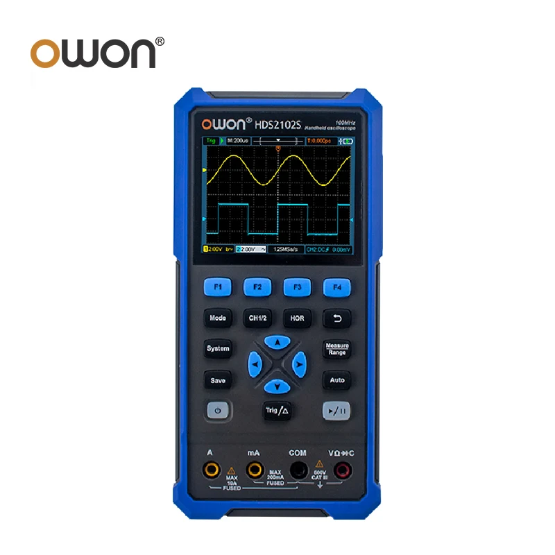 OWON HDS242S HDS272S HDS2102S HDS2202S Handheld Digital Oscilloscope 200MHz 1GSa/s 2CH+1CH Generator USB Type C 3.5inch 14 bits