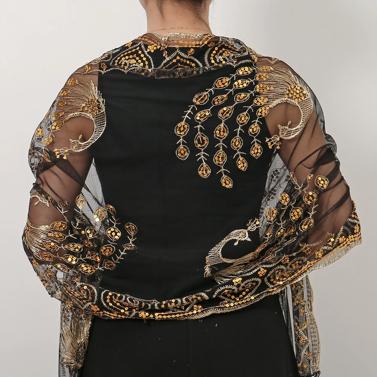 New Sequins Peacock Scarf Shawl For Women Evening Dresses Elegant Shawl Female Golden Sparkling Metallic Scarf Shiny Shawl Wraps