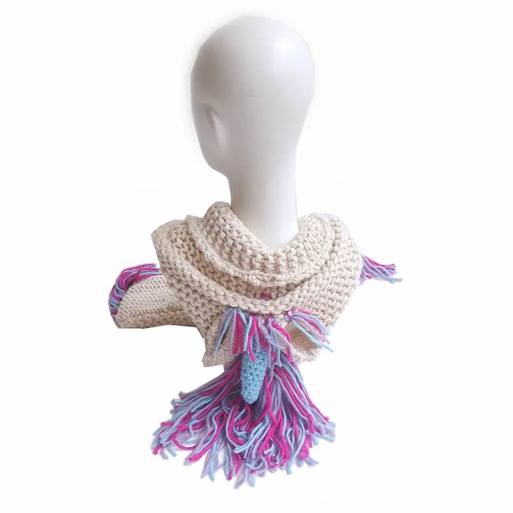 

Детская зимняя шапка ручной работы, красочная вязаная шерстяная шапка с единорогом, шарф, на шею, теплая уличная шапка с единорогом, вязаные шапки