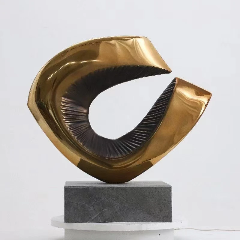 *flo Abstract Bronze Sculpture Customized Modern High Quality Fiberglass Electroplated Sculpture for Hotel Lobby Decoration