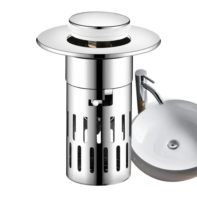 Stainless Steel Floor Drain Filter Washbasin Plug Hair Catcher Shower Sink Strainer Anti Odor Pop Up Bounce Core Basin Stopper